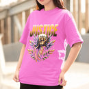 Camiseta Feminina GuGi – Algodão, Estampa Deusa da Justiça com Espada e Balança, Casual e Fashion