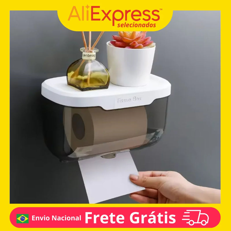 Caixa à Prova d’Água para Papel Higiênico para Banheiro, Sala, Escritório ou Cozinha, com Fixador de Parede