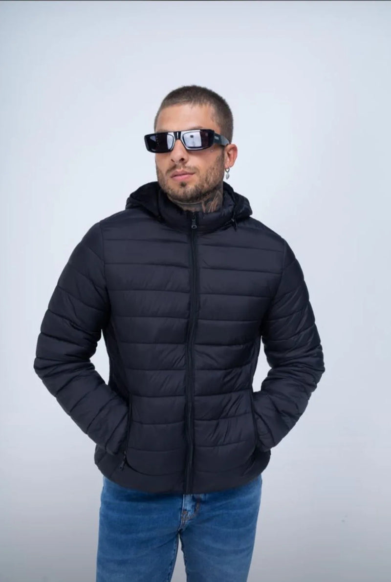 Jaqueta Puffer Impermeável com Capuz Removível