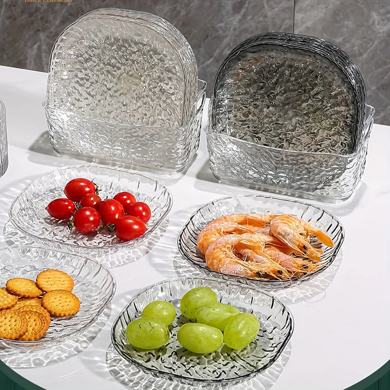 Kit com 6 Pratos de Sobremesa de Acrílico Reutilizáveis com Suporte, Tigela Resistente para Mesa, Cozinha, Festa, Uso Multipropósito