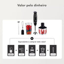Kit Processador/Mixer 4 em 1 600W, Mini Liquidificador Portátil, Processador Elétrico de Alimentos, Prático e Versátil para Cozinha
