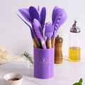 Kit de Colheres de Silicone para Cozinha – BPA Free, Antirrust, Conjunto de Utensílios de Madeira, 12 Peças