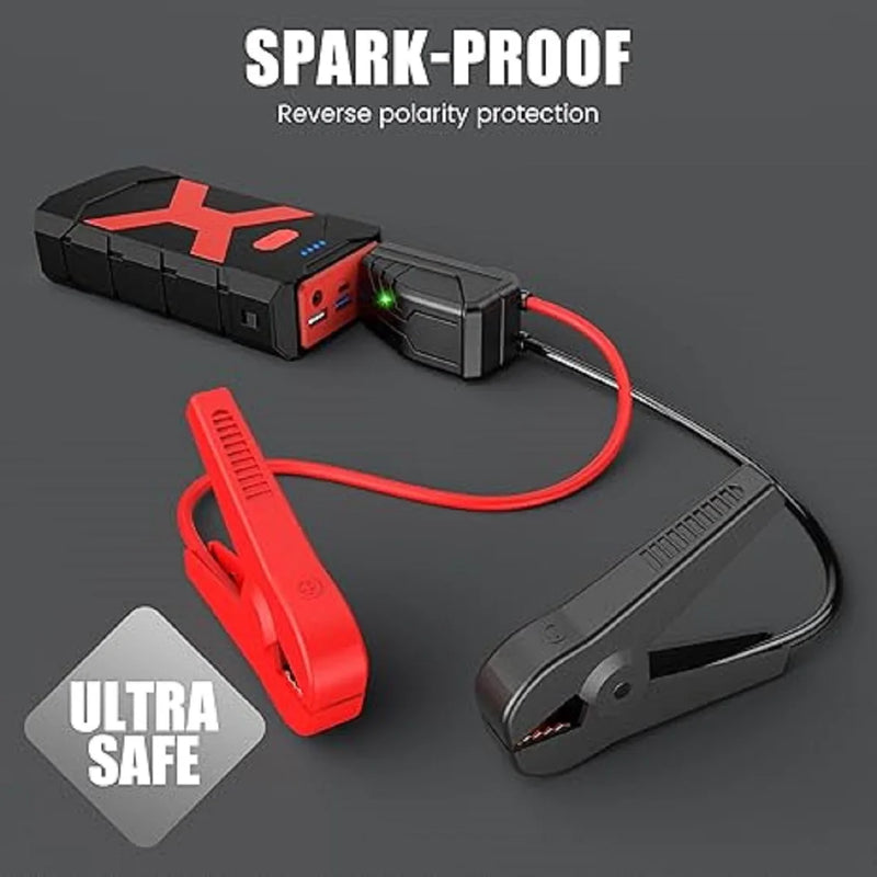 Jump Starter 2000A para Carro Barco Cortador de Grama 8.0L Gasolina 6.5L Diesel Portátil 12V Carregador de Bateria