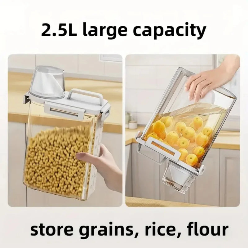 Pote Hermético com Medidor, Bico Dosador para Cozinha, Anti-Umidade, Multiuso, Lavanderia, Armazenamento Prático, Organizador Compacto