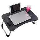 Mesa Dobrável de Madeira Portátil para Cama Estudo e Notebook Multifuncional para Lanches