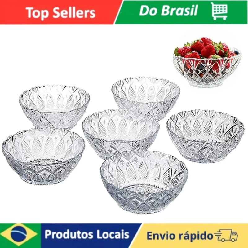 Conjunto de 6 Tigelas de Vidro Toffee para Sobremesa