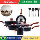 Conjunto de Panelas Antiaderentes Cerâmicas 10 Peças, Cabos Resistentes ao Calor, Para Uso Doméstico Vegas