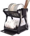 Escorredor de Louça de Bancada com Duas Camadas – Suporte para Pratos, Grelha para Talheres e Pauzinhos, Organizador Prático de Cozinha