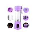 Liquidificador de Vidro Portátil Recarregável 380ml com 6 Lâminas para Suco, Shake e Vitaminas, Conjunto com 6 Unidades