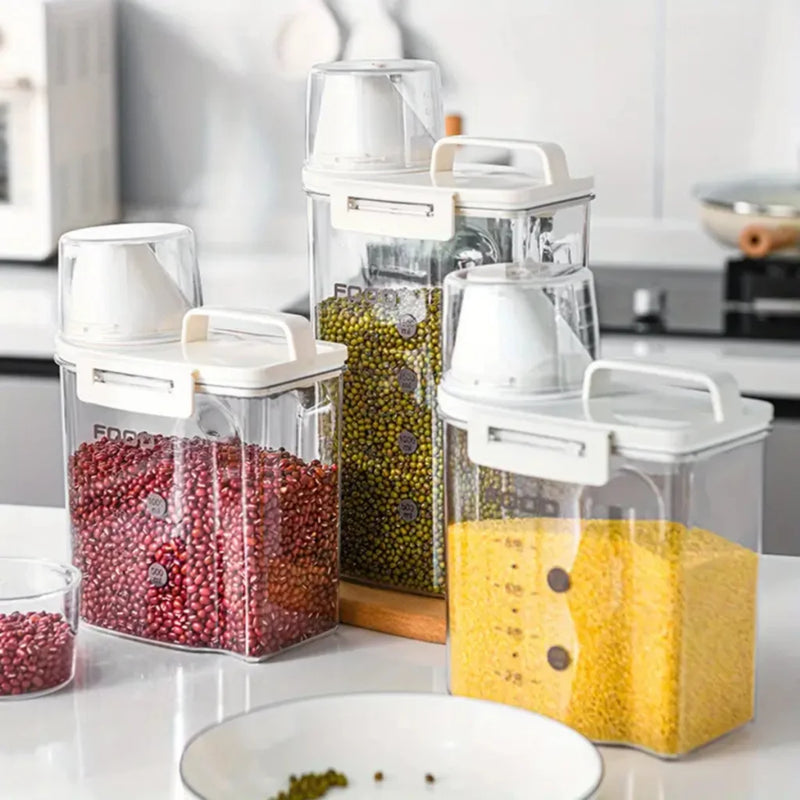 Pote Hermético com Medidor, Bico Dosador para Cozinha, Anti-Umidade, Multiuso, Lavanderia, Armazenamento Prático, Organizador Compacto