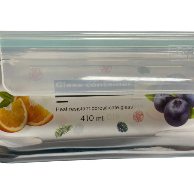 Marmita de Vidro Resistente ao Calor 400 mL – Retangular, Com Tampa Hermética