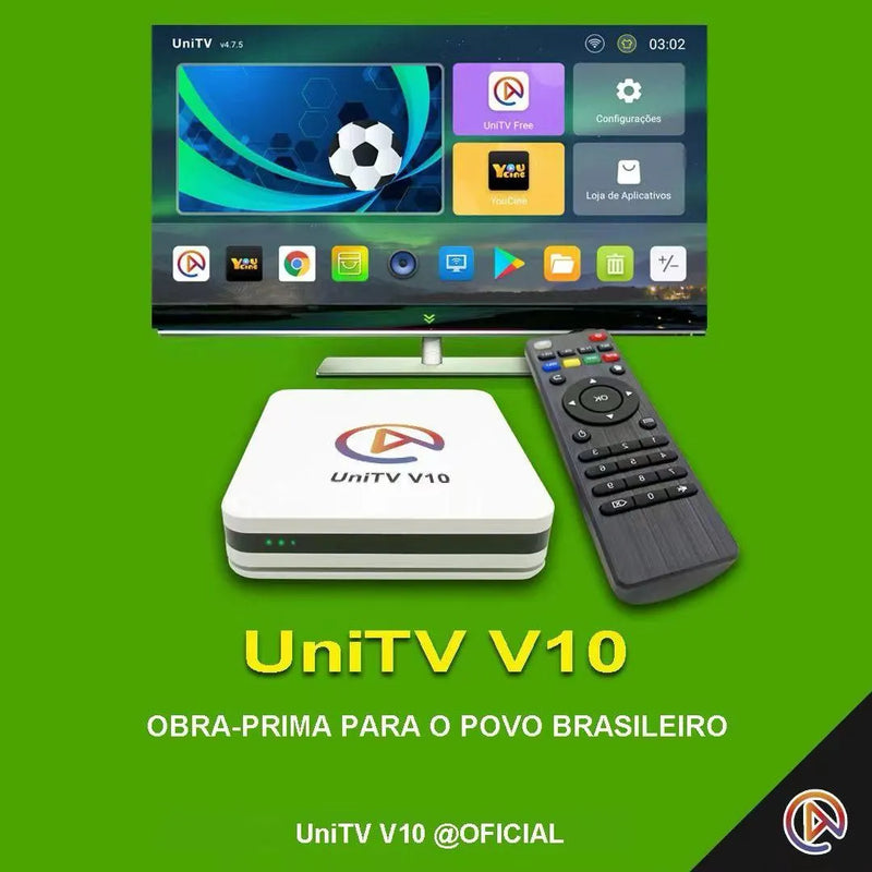 UNITV V10 Conversor Smart TV BOX Assista Canais, Filmes, Séries, Desenhos a Vontade - SEM IMPOSTO