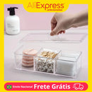 Organizador de Maquiagem Caixa Acrílica Compacta para Cotonetes e Cosméticos Organizador Prático e Durável Armazenamento de Beleza