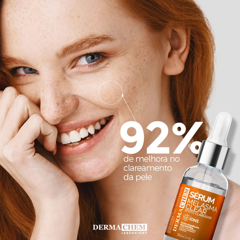 Kit 3 Cuidados com a Pele Vitamina C – Clareador Dermachem: Sérum Clear Melasma, Gel Facial Anti-idade e Sabonete Facial Vitamina C