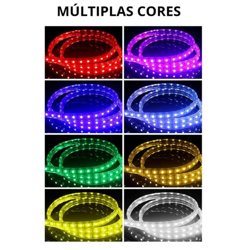 Fita LED Colorida à Prova d'Água RGB Luz LED com Fonte e Controle