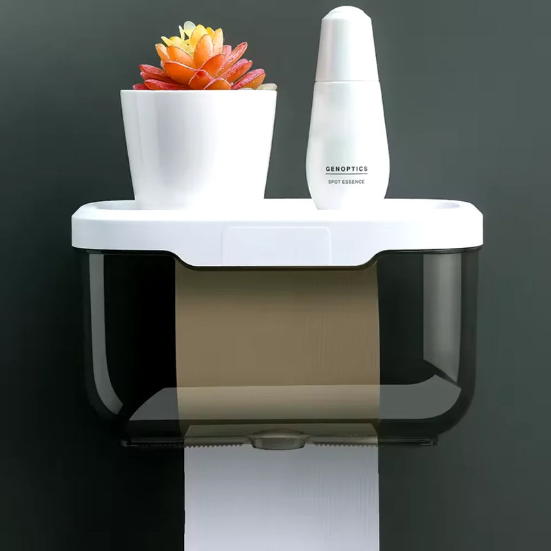 Caixa à Prova d’Água para Papel Higiênico para Banheiro, Sala, Escritório ou Cozinha, com Fixador de Parede