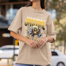 Camiseta Feminina GuGi – Algodão, Estampa Deusa da Justiça com Espada e Balança, Casual e Fashion