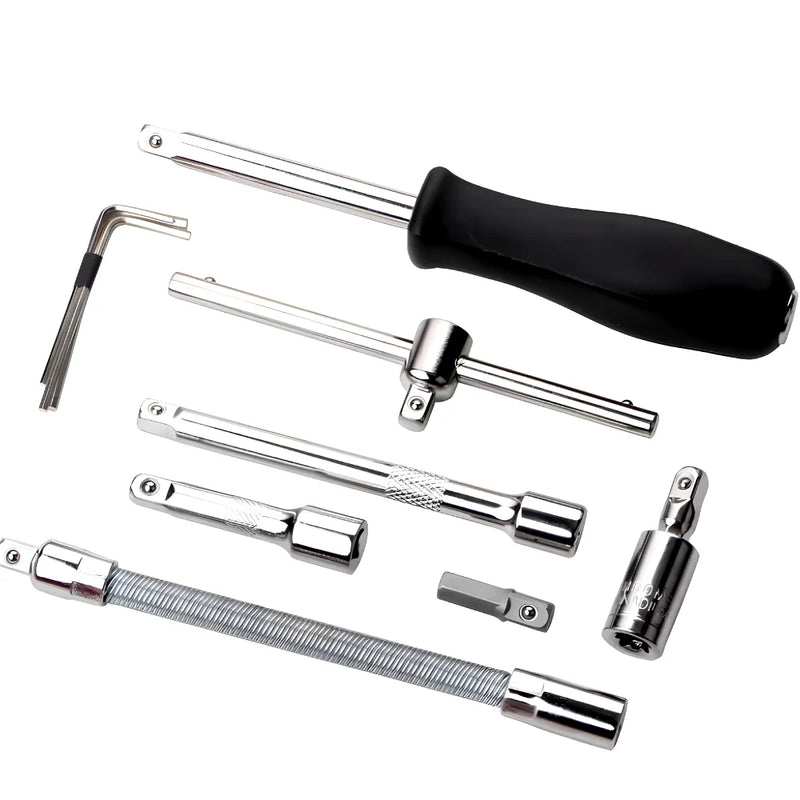 Kit De Ferramentas 46 Peças Chave Catraca Reversível Com Maleta Jogo de Soquete Para Manutenção E Reparo