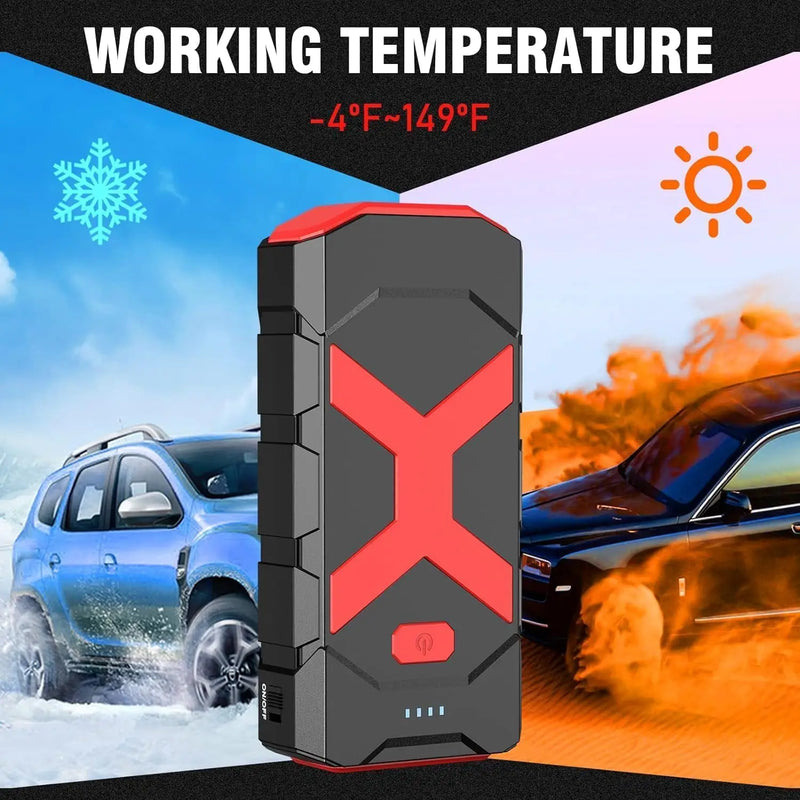 Jump Starter 2000A para Carro Barco Cortador de Grama 8.0L Gasolina 6.5L Diesel Portátil 12V Carregador de Bateria