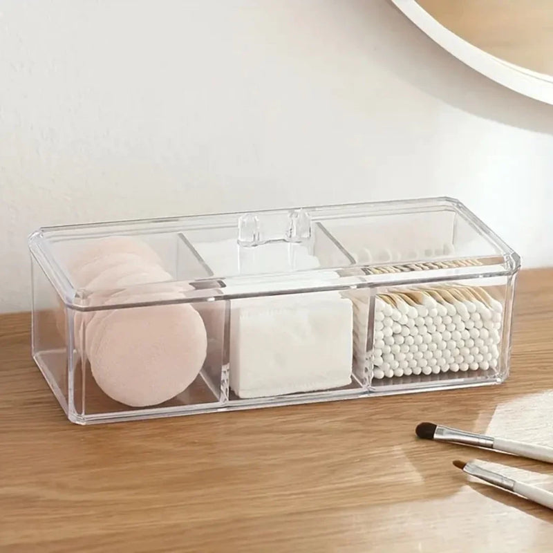 Organizador de Maquiagem Caixa Acrílica Compacta para Cotonetes e Cosméticos Organizador Prático e Durável Armazenamento de Beleza