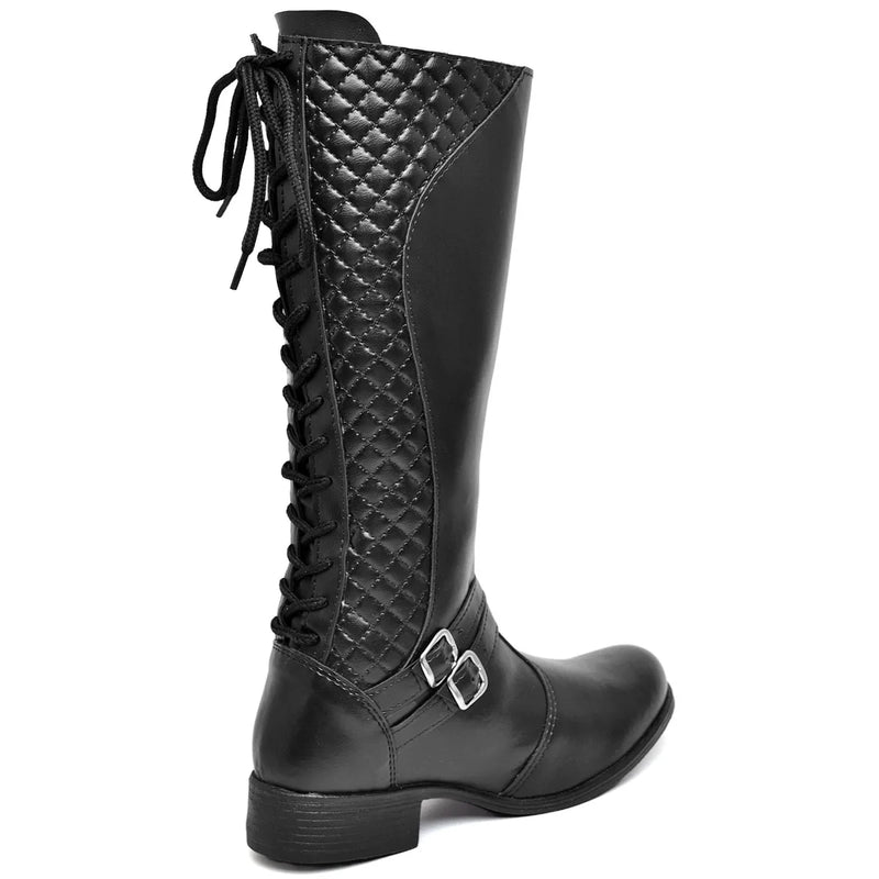 Bota Feminina de Cano Longo Ajustável com Zíper – Tamanho 33 a 40