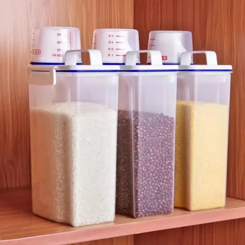 Pote Hermético com Medidor Integrado, Ideal para Armazenar Grãos e Cereais, com Tampa Hermética e Design Prático para Cozinha