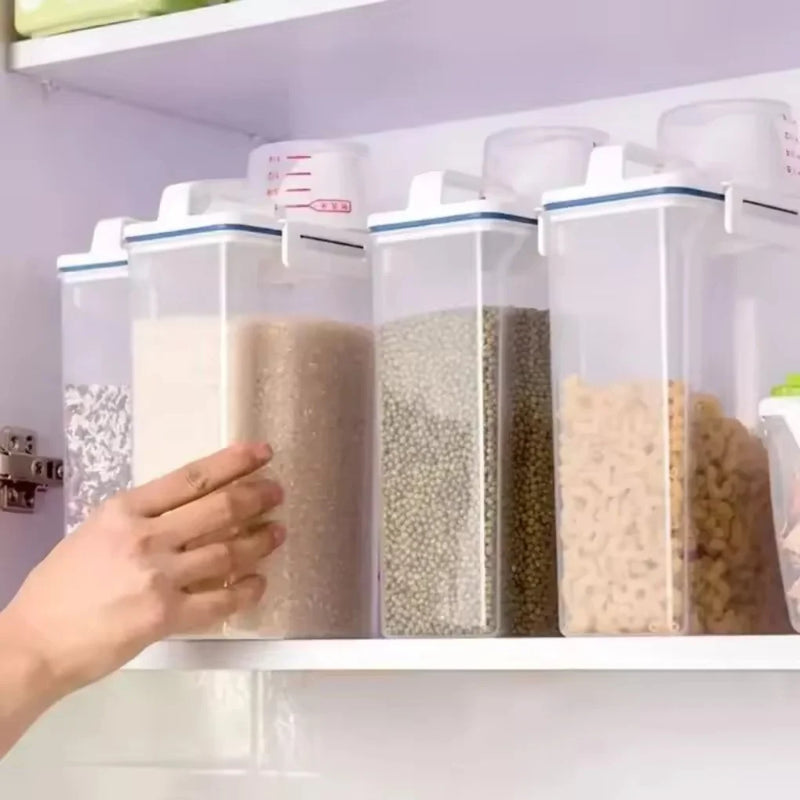 Pote Hermético com Medidor Integrado, Ideal para Armazenar Grãos e Cereais, com Tampa Hermética e Design Prático para Cozinha