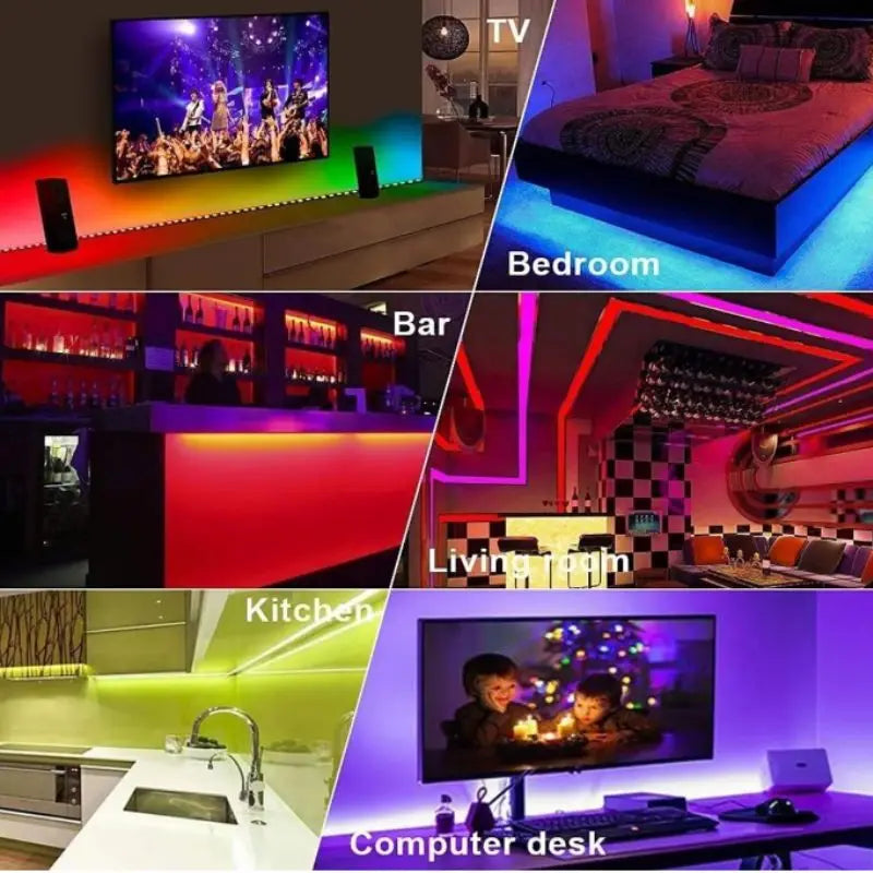 Fita LED Colorida à Prova d'Água RGB Luz LED com Fonte e Controle