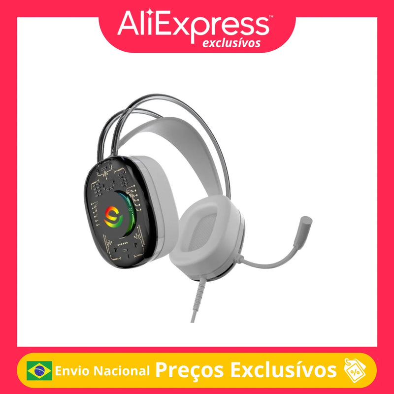 Fone Gamer Headset RGB Onistek FN639 USB/P2 com Drivers de 50 mm e Microfone Gamer Confortável para PC, Notebook e Desktop