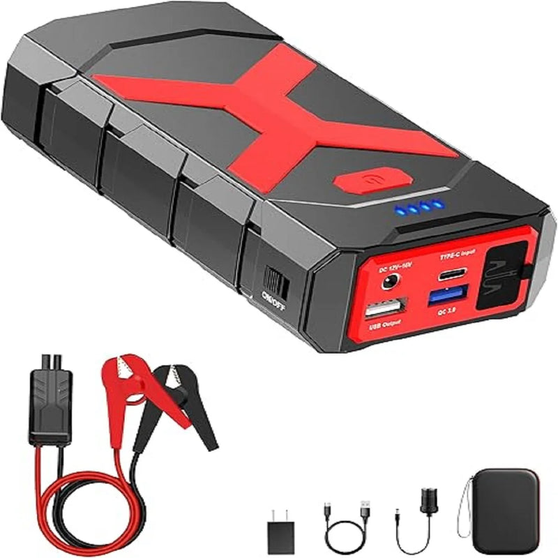 Jump Starter 2000A para Carro Barco Cortador de Grama 8.0L Gasolina 6.5L Diesel Portátil 12V Carregador de Bateria