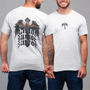 Camiseta Básica Masculina GuGi – Cruz Cristã com Asas de Anjo e Salvador, Frente e Costas, 100% Algodão Premium