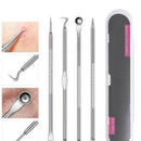 Kit Profissional Extrator de Espinhas – 4 Peças/Conjunto, Dupla Ponta com Pinça, Extrator e Agulha, para Salão