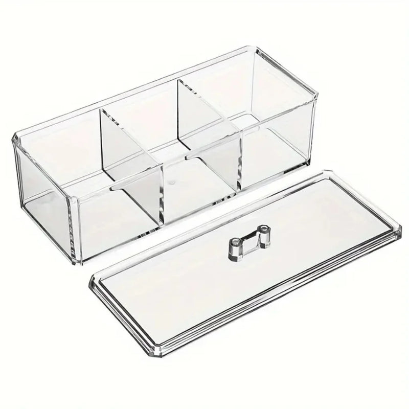 Organizador de Maquiagem Caixa Acrílica Compacta para Cotonetes e Cosméticos Organizador Prático e Durável Armazenamento de Beleza