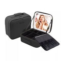 Kit Profissional Estojo de Maquiagem com Espelho LED USB com Organizador Prático e Cabo para Cosméticos e Acessórios de Maquiagem