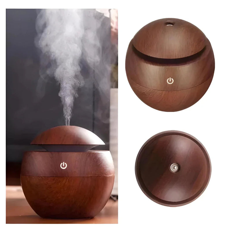 Kit Difusor de Aromaterapia com Óleo Essencial USB – 2 Unidades, 7 Cores, Elétrico