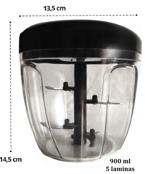 Mini Processador de Alimentos Neverdie – 900ml, Grande, com 5 Lâminas
