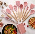 Kit 12 Peças Colher para Cozinha Silicone BPA Antiferrugem Utensílios de Cozinha Jogo de Colher