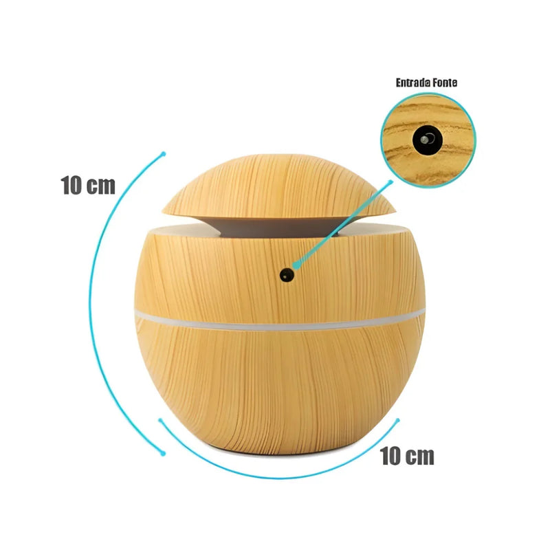 Kit Difusor de Aromaterapia com Óleo Essencial USB – 2 Unidades, 7 Cores, Elétrico