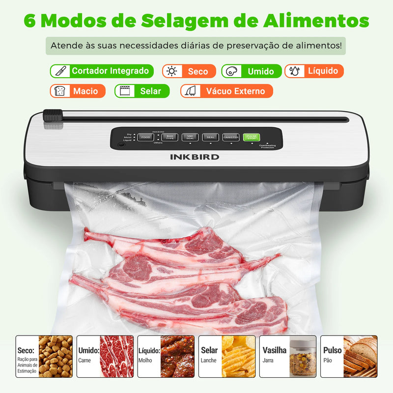 INKBIRD INK-VS05 Home Vacuum Sealer Machine, Dry / Moist / Liquid Food Types with Vac&Seal / Seal Only / Pulse / Canister Modes