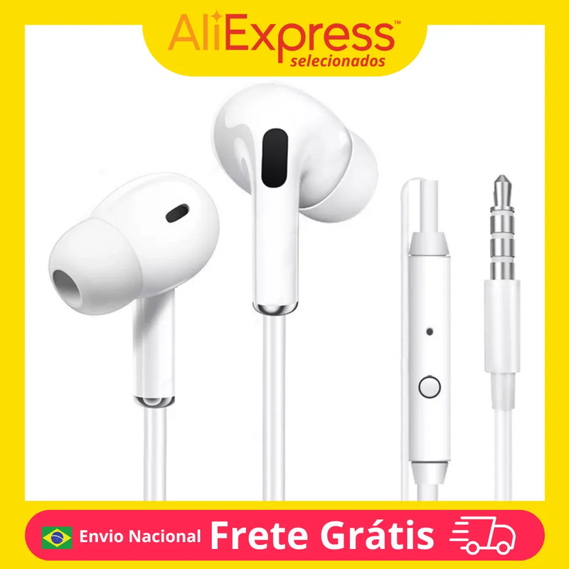 Fones de Ouvido com Fio e Microfone Headset Esportivo Chamadas para Celular Qualidade Original para Computador
