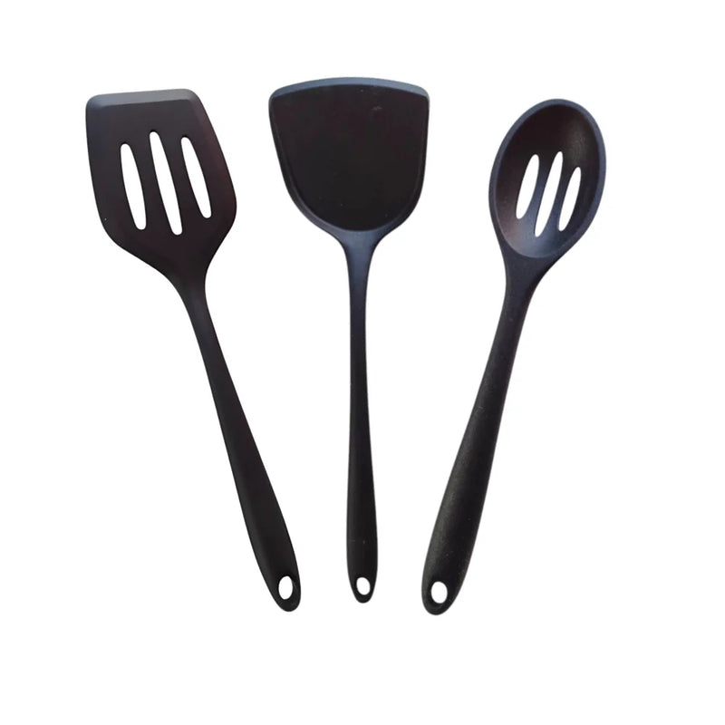 Kit Espatula Aberta + Espatula Fechada + Espatula Redonda.Utensilios de Cozinha Silicone Cabo Silicone 3 Unidades