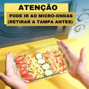 Marmita de Vidro Resistente ao Calor 400 mL – Retangular, Com Tampa Hermética