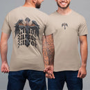 Camiseta Básica Masculina GuGi – Cruz Cristã com Asas de Anjo e Salvador, Frente e Costas, 100% Algodão Premium