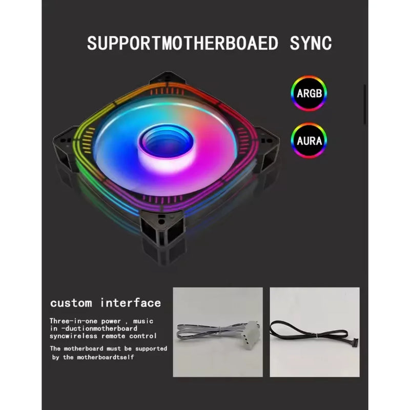 Ventoinha para Gabinete de Computador 120mm com RGB, Dissipador de Calor, Sincronização Aura, Conexão SATA, Cooler de 12 cm ARGB, Silenciosa