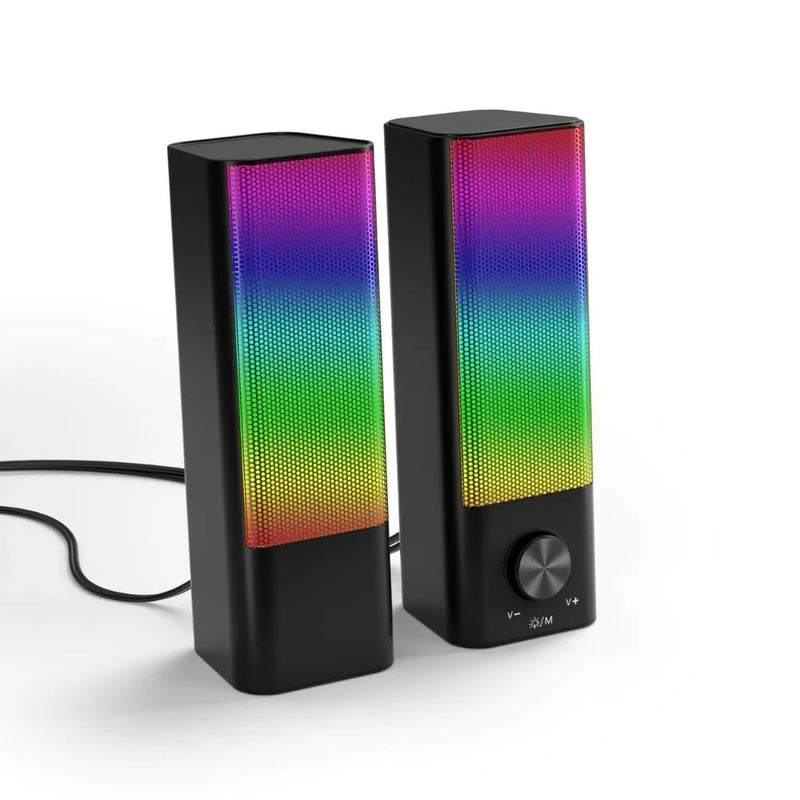 Soundbar Gamer RGB – Bluetooth, USB, P2, 10W RMS, 2 em 1, Torre de Som com Iluminação LED, Áudio para PC, TV, Celular, Notebook, Escritório e Casa