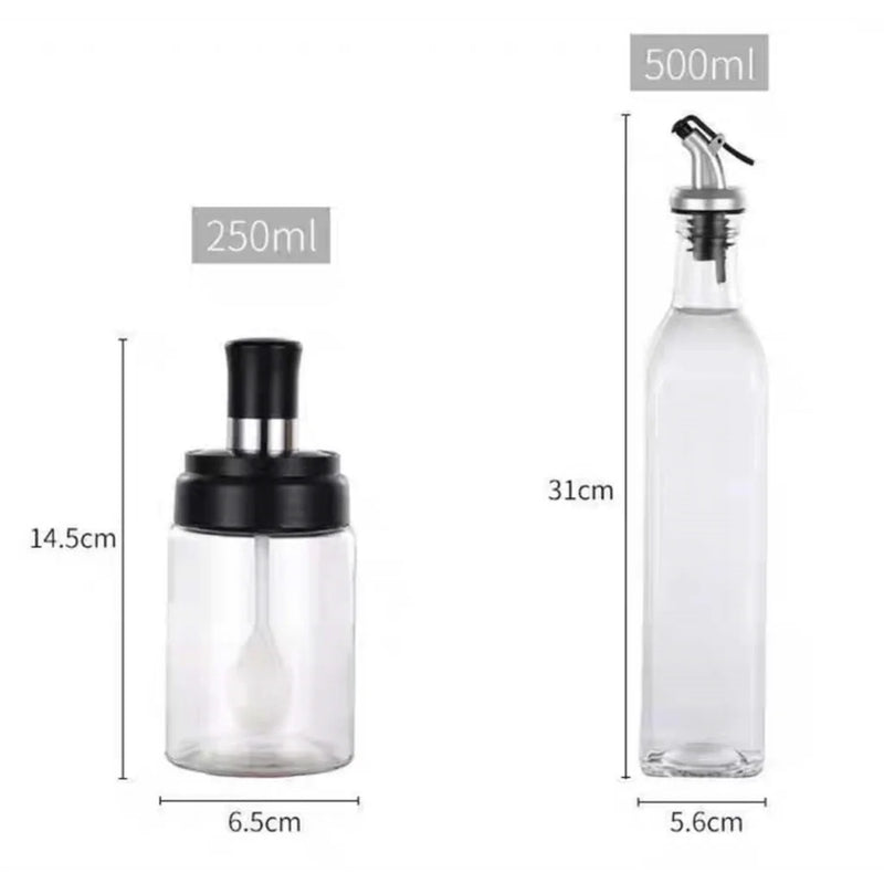 Kit Porta Temperos Com Vedação de Vidro Organizador de Cozinha Temperos Azeite Vinagre Saleiro Suporte Embalagem para Presente