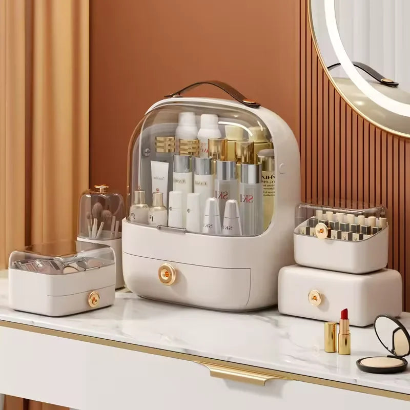 Caixa de Armazenamento para Maquiagem e Cosméticos Gavetas com Compartimentos Design Sofisticado e À Prova d'Água Máquina de Dressing para Banheiro
