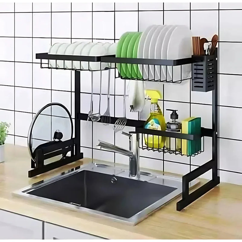 Escorredor de Cozinha Ajustável 65cm de Altura em Aço Inoxidável, Sem Fixação na Parede