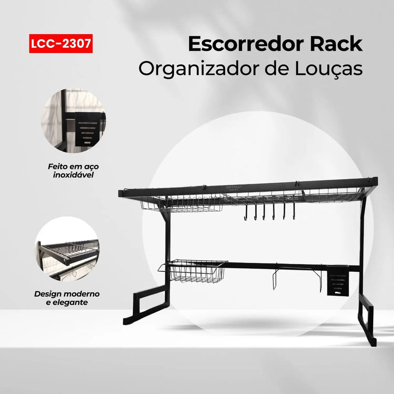 Escorredor de Louças de Cozinha Inox Antiferrugem Pintura Sia Organizer 65 ou 85 cm