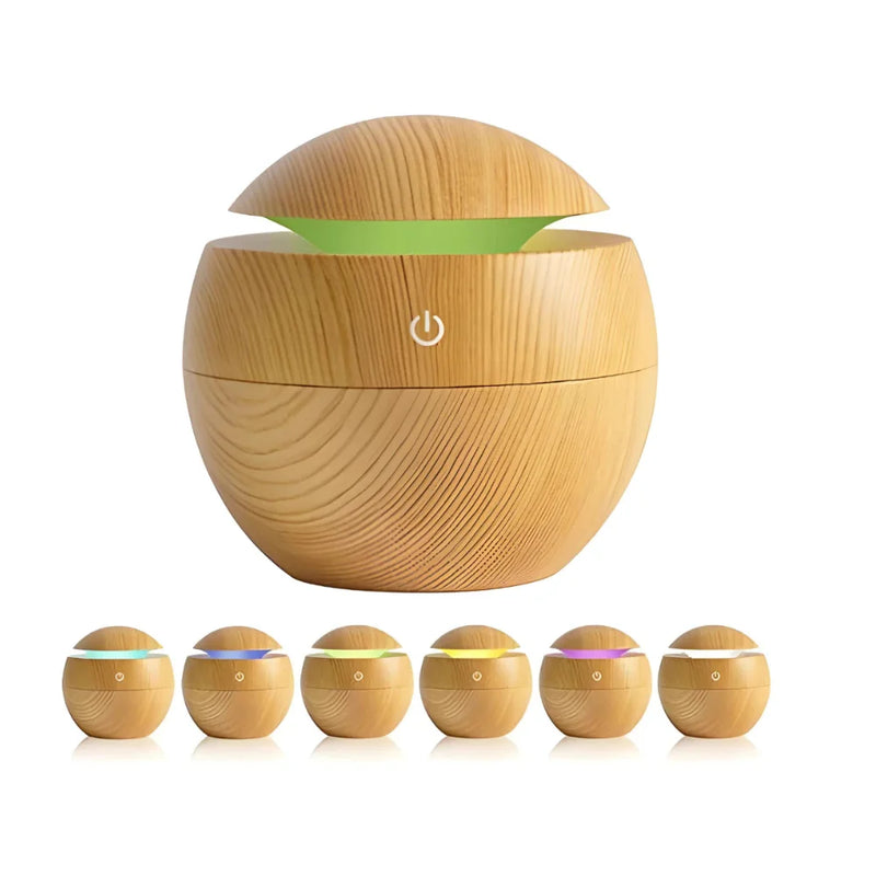 Kit Difusor de Aromaterapia com Óleo Essencial USB – 2 Unidades, 7 Cores, Elétrico